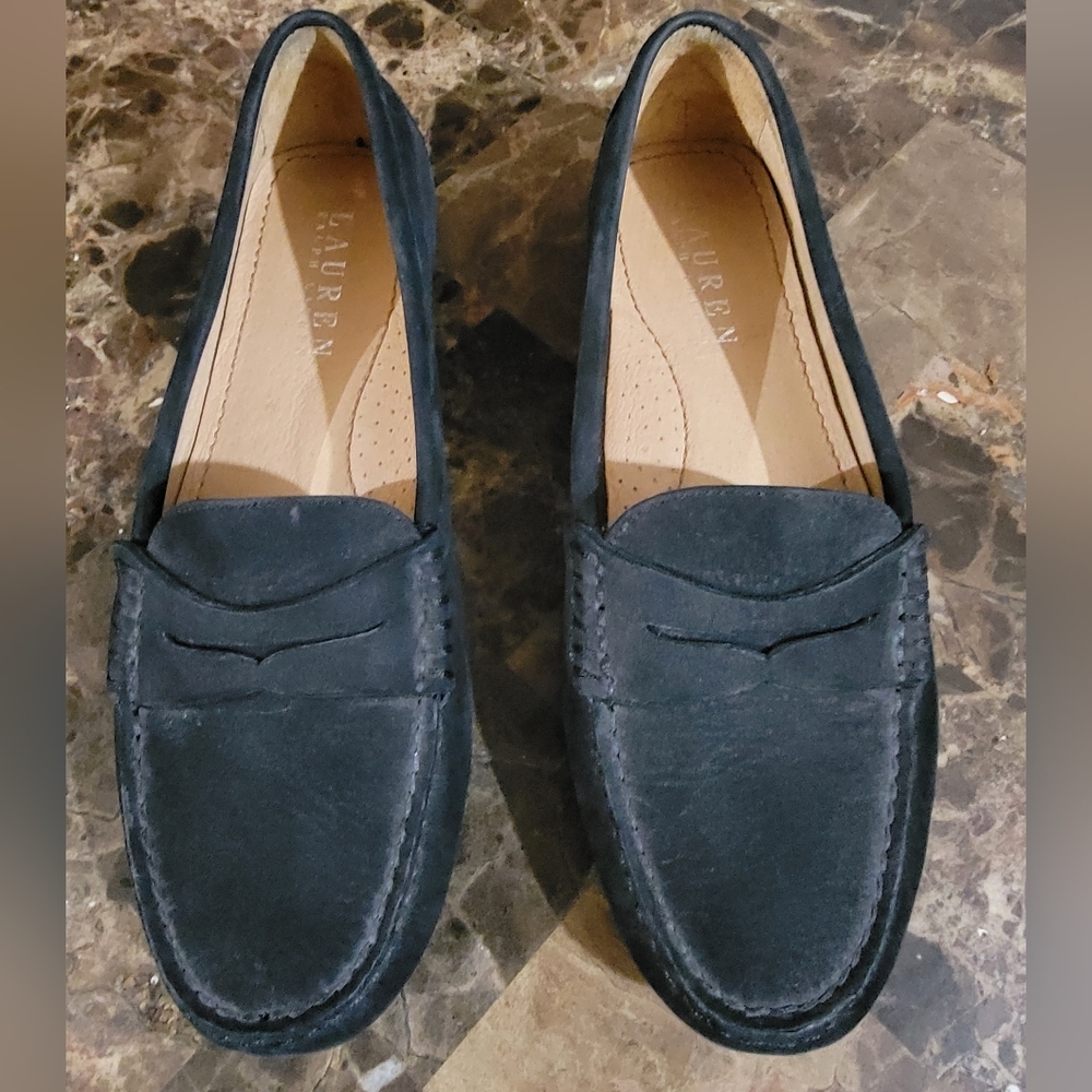 Lauren Ralph Lauren Black Suede Loafers Size 5B